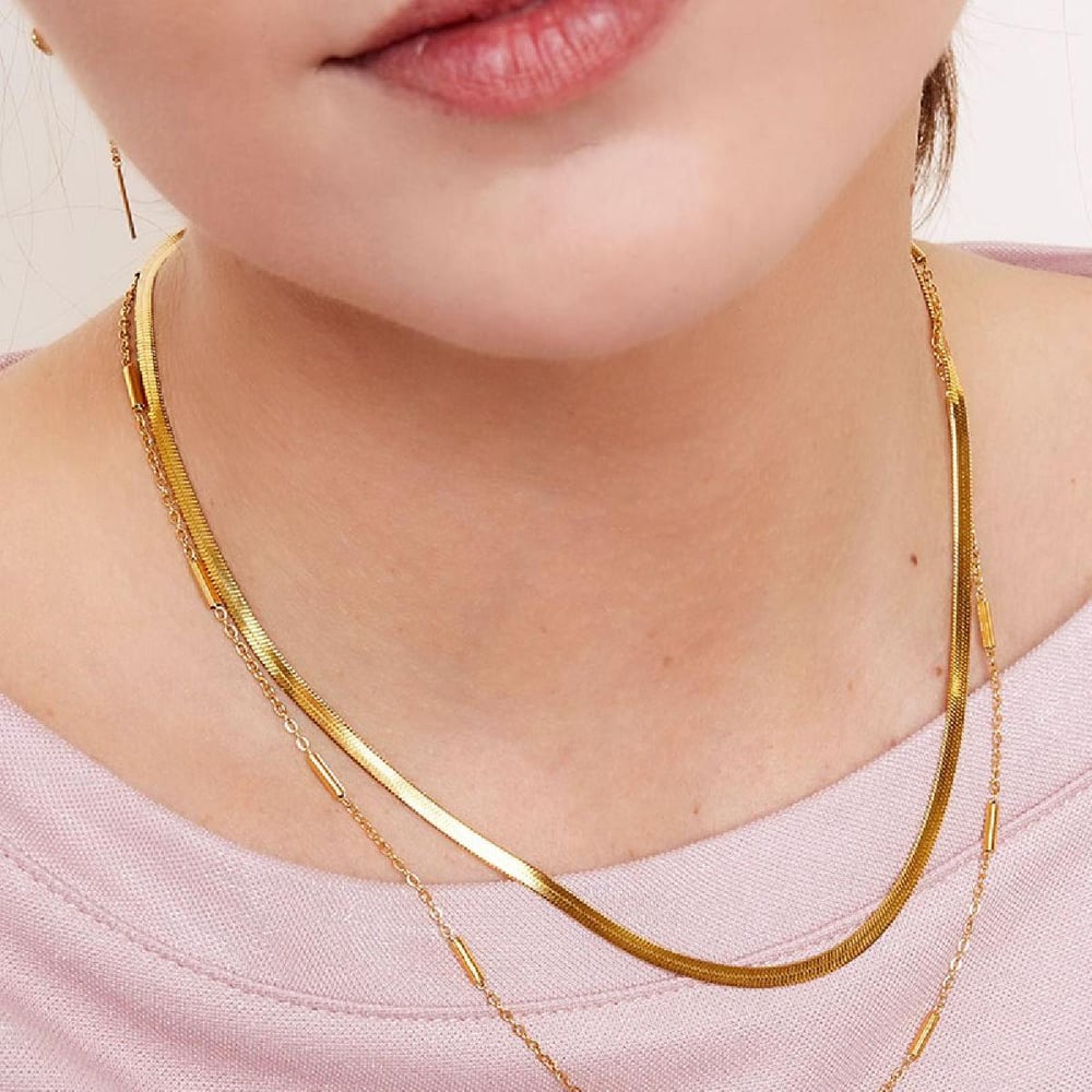 Stainless steel necklace double chained h5Picture4
